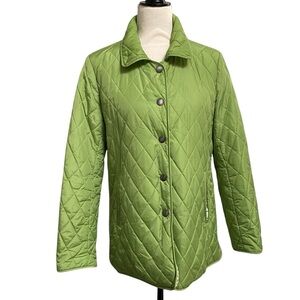 Coach Quilted Nylon Jacket Green Button Front Lightweight Size Small